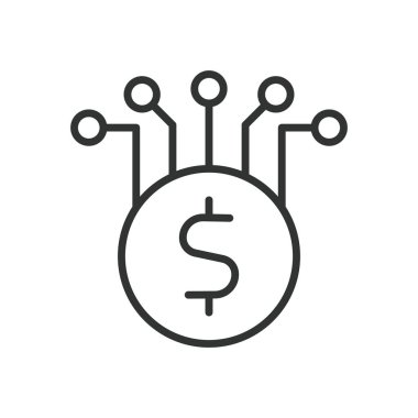 Sıra dizaynında dijital para simgesi. Çevrimiçi finans, fintech para birimi, beyaz arka plan vektörü için dijital ödeme. Dijital para düzenlenebilir vuruş simgesi