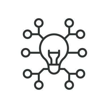 Satır tasarımında ağ simgesi. Dijital ağ, fikir bağlantısı, beyaz arkaplan vektöründeki teknoloji düğümleri. Ağ düzenlenebilir vuruş simgesi