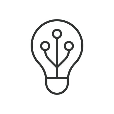 Teknoloji ikonu çizgi tasarımında. Teknoloji fikri, dijital yenilik, beyaz arkaplan vektörüne bağlı konsept. Teknoloji düzenlenebilir vuruş simgesi