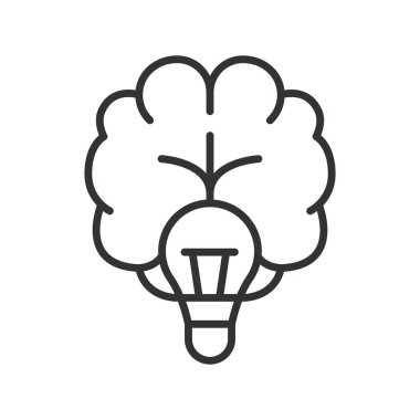 Yaratıcı zihin konsepti, çizgi tasarımı ikonu. Yaratıcılık, yaratıcılık, hayal gücü, düşünce, ilham, beyin beyaz arka plan vektörü. yaratıcı zihin düzenlenebilir vuruş simgesi