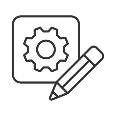 Yaratıcı süreç konsepti, çizgi tasarımı ikonu. yaratıcı süreç, tasarım, ayarlar, fikir, gelişme, yaratıcılık, beyaz arkaplan vektörü üzerinde çalışma akışı. yaratıcı süreç değiştirilebilir vuruş simgesi