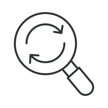 Satır tasarımında geri dönüşüm simgesi. Beyaz arkaplan vektöründeki geri dönüşüm, analiz, atık yönetimi. Düzenlenebilir vuruş simgesi geri dönüştürülüyor