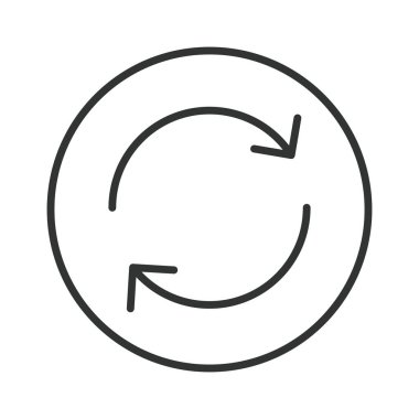 Satır tasarımında sembol simgesini geri dönüştür. Geri dönüşüm okları, yeniden kullanım, beyaz arka plan vektörü ekolojisi. Düzenlenebilir vuruş simgesi geri dönüştürülüyor