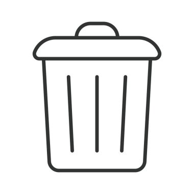 Çöp kutusu simgesi satır dizaynında. Çöp tenekesi, çöp, beyaz arka plan vektöründen kurtulma. Düzenlenebilir atık vuruş simgesi