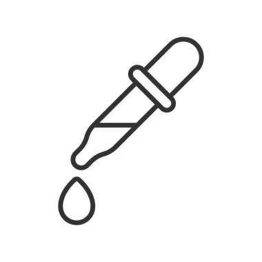 Çizgi tasarımında kozmetik damlası simgesi. Beyaz arkaplan vektörüne sıvı cilt uygulaması. Düşüren düzenlenebilir vuruş simgesi