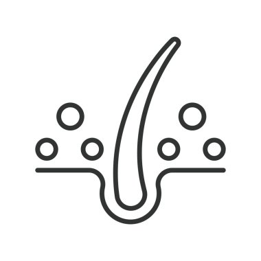 Saç folikül bakım ikonu sıra dizaynında. Beyaz arka plan vektöründe kafa derisi sıvısı kabarcıkları. saç kökü değiştirilebilir vuruş simgesi