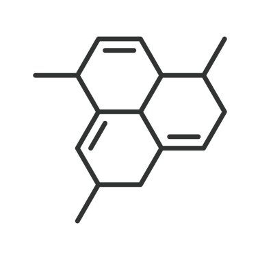 Çizgi tasarımında kimyasal cilt formülü simgesi. Beyaz arka plan vektörünün kozmetik bileşenleri. Kimya düzenlenebilir vuruş simgesi