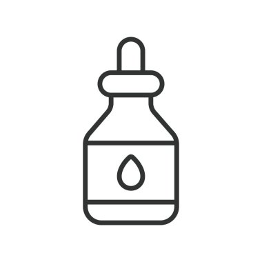 Serum düşürücü şişe simgesi dizayn edildi. Beyaz arka plan vektöründe cilt esansı. Serum düzenlenebilir vuruş simgesi