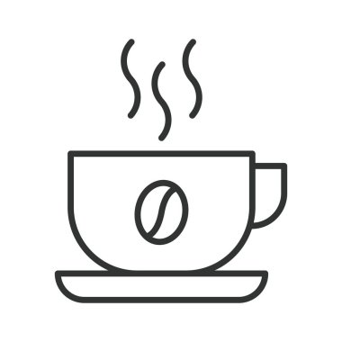 Sıcak kahve fincanı tasarımı. Sıcak kahve fincanı, espresso fincanı, kahveci içeceği, kahve içeceği, sıcak espresso, kahve zamanı, kahve fincanı. Beyaz arka plan vektörü. Düzenlenebilir vuruş simgesi