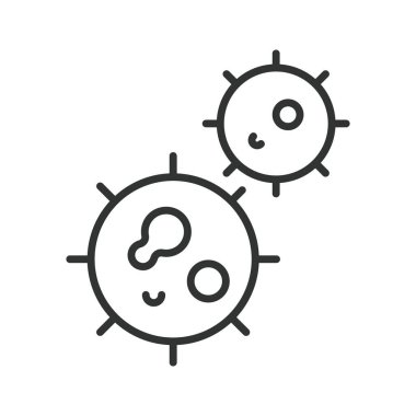 Sıra dizaynında mikrop bakteri simgesi. mikroplar bakteri virüsü hijyen enfeksiyonu mikrobu önleme beyaz arka plan vektörü. Mikroplar düzenlenebilir vuruş simgesi