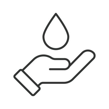 Sıra dizaynında el yıkama ikonu. Beyaz arka plan vektöründe el suyu damlası hijyen temizliği. El yıkama düzenlenebilir vuruş simgesi