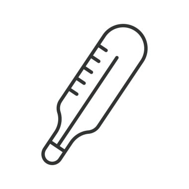 Hat tasarımında termometre sıcaklık simgesi. Termometre, sıcaklık, sağlık, ateş, sağlık, ölçüm, beyaz arka plan vektörü enstrümanı. termometre düzenlenebilir vuruş simgesi