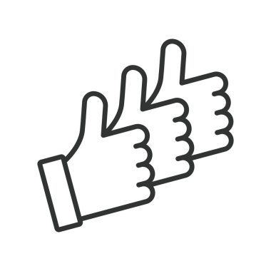 Satır tasarımında onay başparmağı simgesini beğenir. Beyaz arka plan vektöründe olumlu geri bildirim reaksiyonunu onaylamayı seviyor. düzenlenebilir vuruş simgesini sever