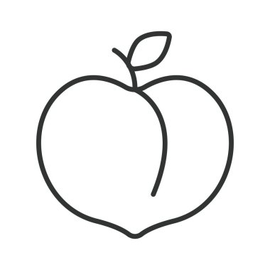 Şeftali ikonu dizayn edildi. şeftali meyvesi taze organik, sağlıklı tarım pazarı beslenme tatlı malzemesi beyaz arka plan vektörü. Şeftali rengi düzenlenebilir vuruş simgesi