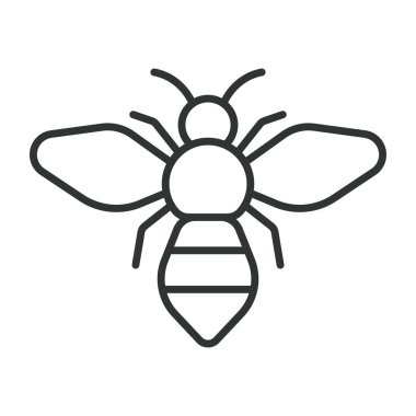 Arı, çizgi tasarımı ikonu. Arı, böcek, hayvan, tozlaşma, bal, doğa, beyaz arka plan vektörü üzerinde uçmak. arılar için düzenlenebilir vuruş simgesi