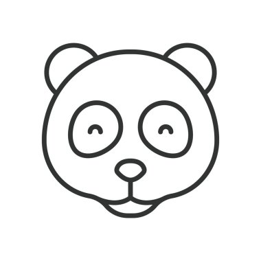 Panda suratlı, çizgi dizaynlı bir ikon. panda, hayvan, ayı, memeli, sevimli, vahşi yaşam, porselen beyaz arka plan vektörü. panda yüz değiştirilebilir vuruş simgesi