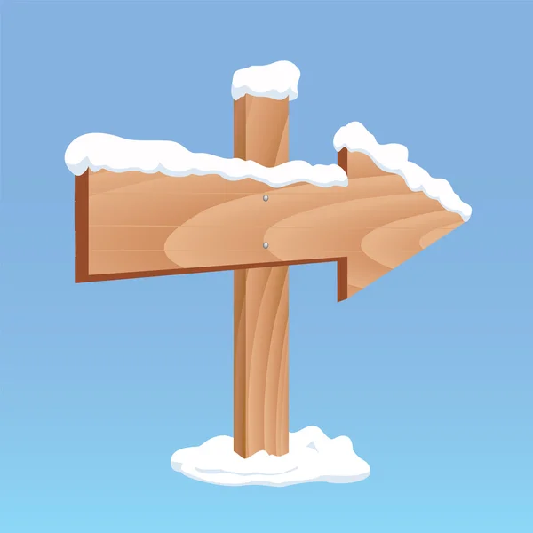 Tablero de flecha de madera invierno — Vector de stock