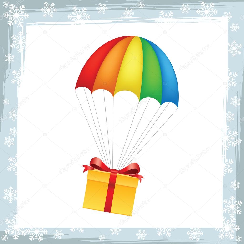 Gift on parachute icon