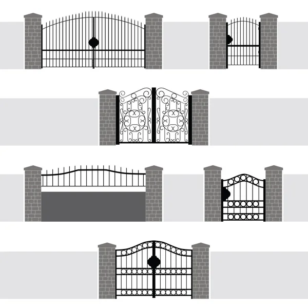 Ingang Gate deur hek tuin — Stockvector