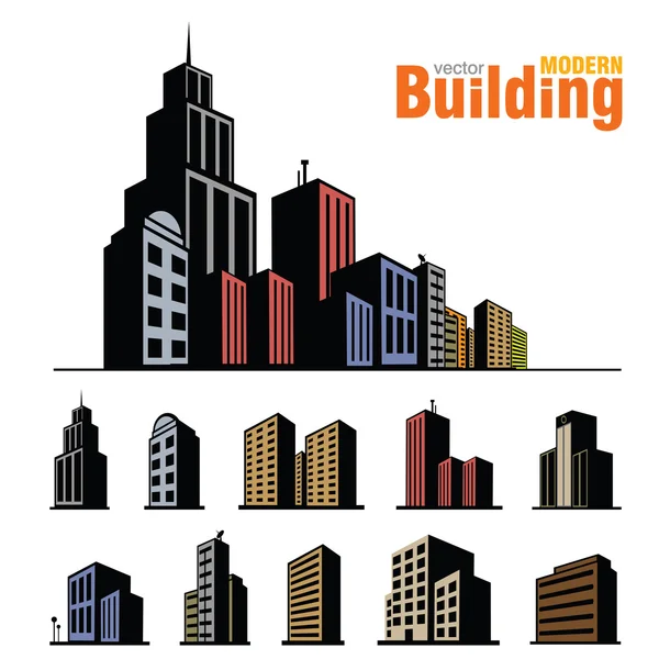 Conjunto de edificios vectoriales — Archivo Imágenes Vectoriales