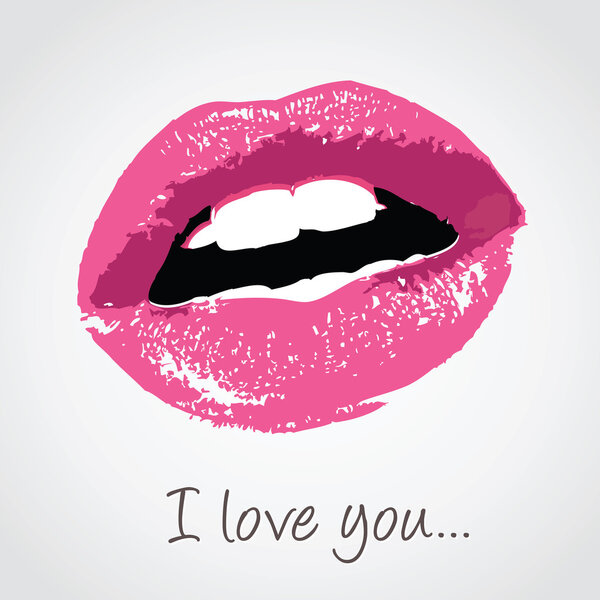 pink lips with love message