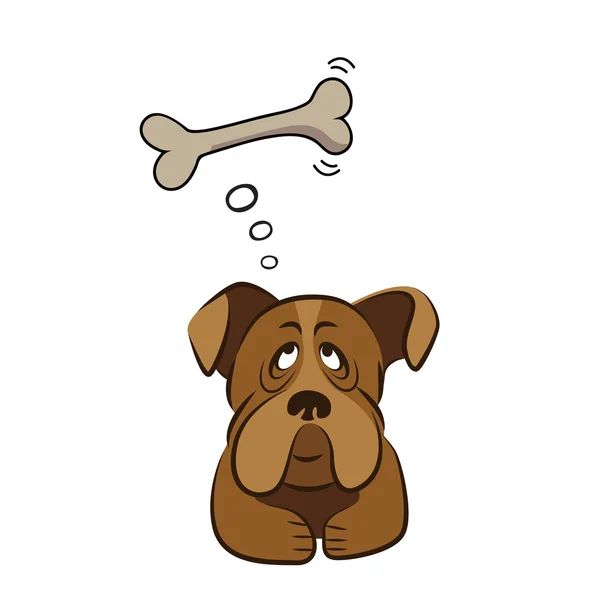 Cute dog thinking about bone — Stock Vector