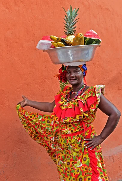 Palenquera vruchten verkoper — Stockfoto