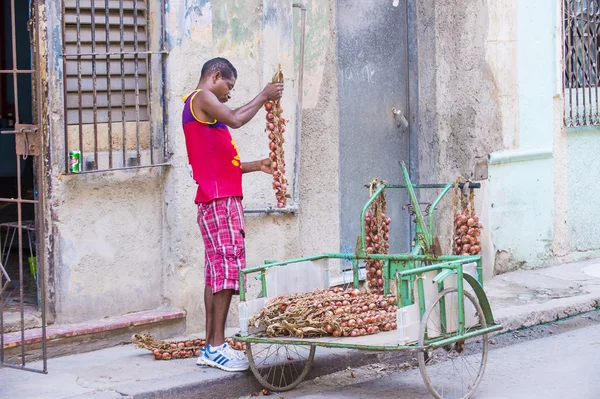 A Cuban onion seller — Stock Photo, Image