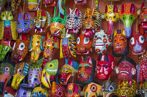 Máscaras de madeira maia — Fotografia de Stock