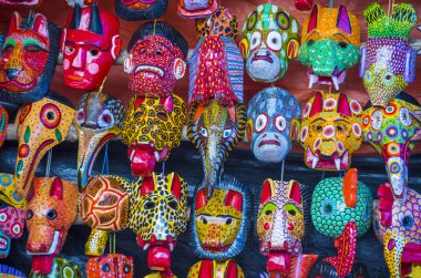 Mayan wooden masks clipart