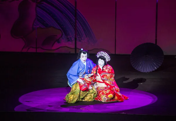 贝拉吉奥喷泉的歌舞伎场面 — 图库照片