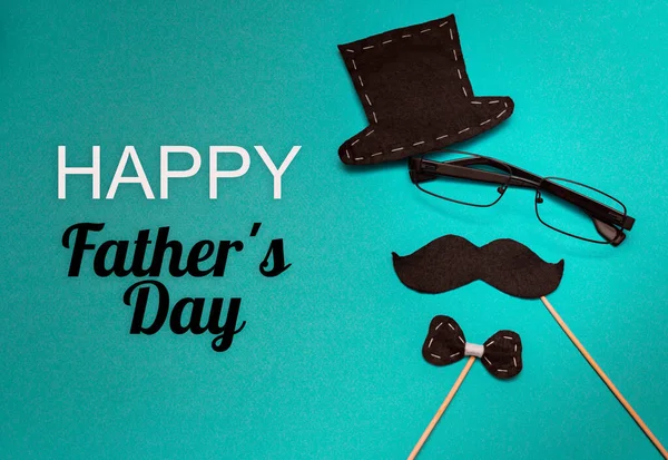Boldog Apák Napját Fekete Nyakkendő Bajusz Ing Kézzel Készített Gomb — Stock Fotó