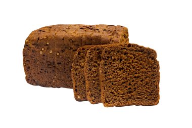 Taze çavdar ekmeği, Borodino dilimleri. Beyaz arkaplanda izole