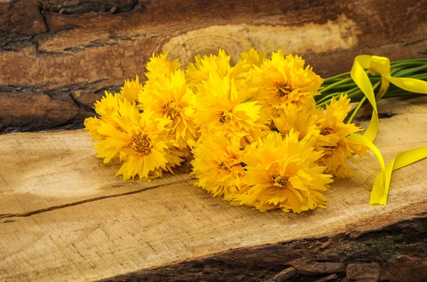 Bouquet wild yellow flowers — Stock Photo, Image