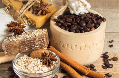 kahve çekirdekleri ile el yapımı Sabun.