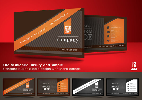 Old fashioned business card design with sharp corners