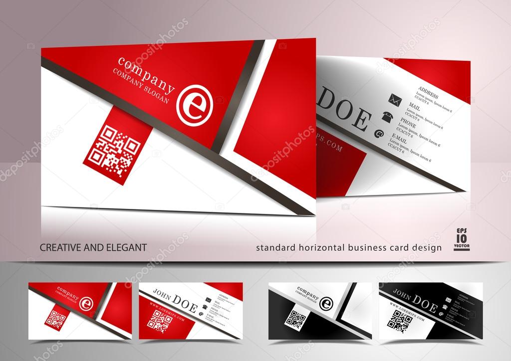 Creative business card design in red and white