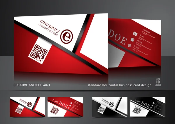 Δημιουργική επαγγελματική κάρτα σχεδιασμού σε κόκκινο και λευκό — Διανυσματικό Αρχείο