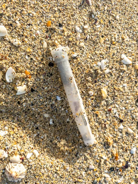 COVID-19 test washed up at Narin Strand by Portnoo - County Donegal, Ireland — Stock Photo, Image