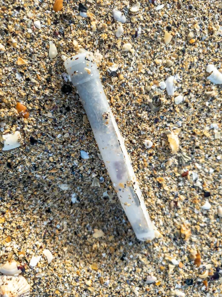 COVID-19 test washed up at Narin Strand by Portnoo - County Donegal, Ireland — Stock Photo, Image