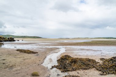 Donegal 'de Ardara ile Portnoo arasındaki Sheskinmore Doğa Koruma Alanı' ndaki Carn Sahili - İrlanda