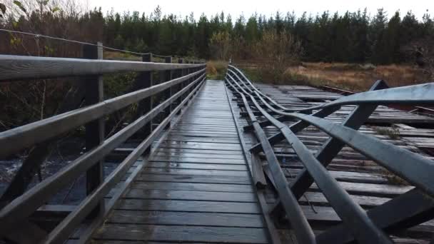 Ardara 'nın Owenea Nehri üzerindeki yıkılmış köprü - County Donegal, İrlanda — Stok video