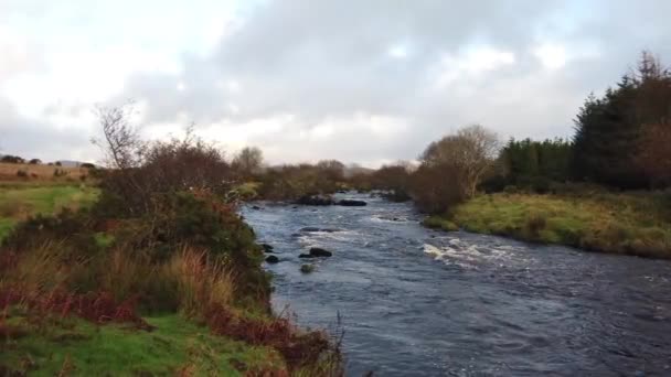 A paisagem selvagem e bonita ao lado do rio Owenea por Ardara - Condado de Donegal, Irlanda — Vídeo de Stock