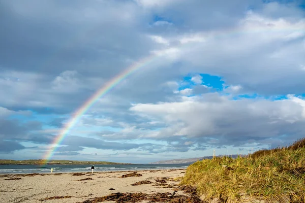 Beautiful rainbow above Narin Strand , Donegal - Ireland — Stock Photo, Image