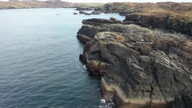 Donegal İlçesi 'ndeki Dawros kıyı şeridinin havadan görüntüsü - İrlanda