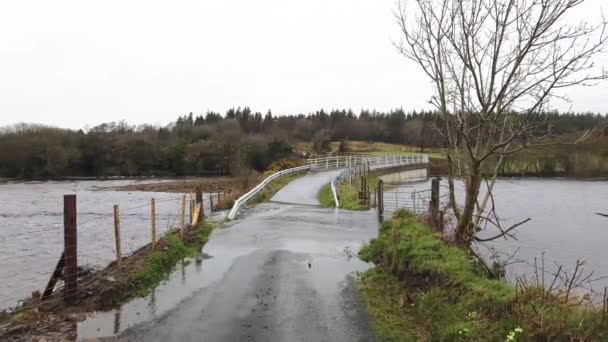 GLENTIES, IRELAND - 2021年3月29日：欧内亚河淹没了20世纪70年代的一座桥 — 图库视频影像