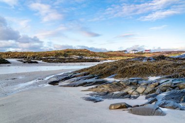 Donegal İlçesi Rossbeg sahil şeridi kışın - İrlanda