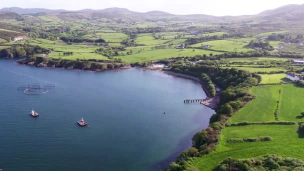 Lough Swilly légi kilátása Donegal megyében - Írország — Stock videók