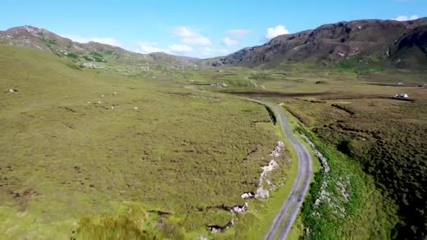 Vägen till An Port mellan Ardara och Glencolumbkille i grevskapet Donegal - Irland. — Stockvideo