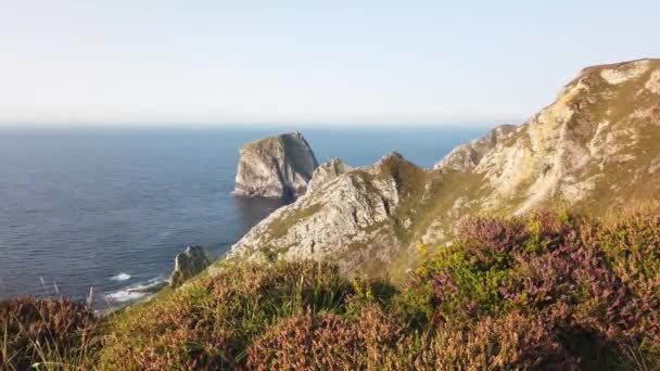 Tormore Island by Port between Ardara and Glencolumbkille in County Donegal - The highest sea stack in Ireland — Stock video